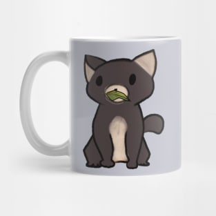 Cute Happy Kitty Cat With Leaf Offering Mug